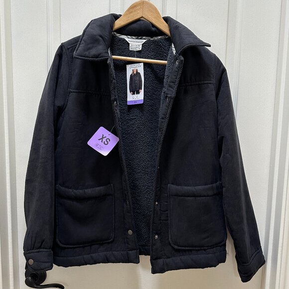 New Boston Traders Women's Faux Suede Sherpa Lined Trucker Jacket Size XS Black - Picture 1 of 15